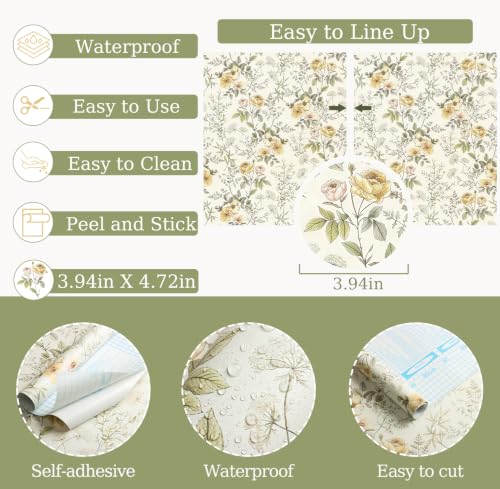 Boho Floral Leaf Peel and Stick Wallpaper Colorful Waterproof Contact Paper