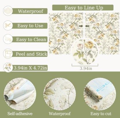 Boho Floral Leaf Peel and Stick Wallpaper Colorful Waterproof Contact Paper