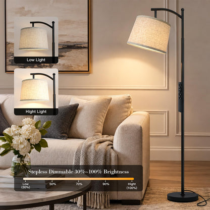 Arc Floor Lamp Standing Lamps with Remote (Black-Remote Control)