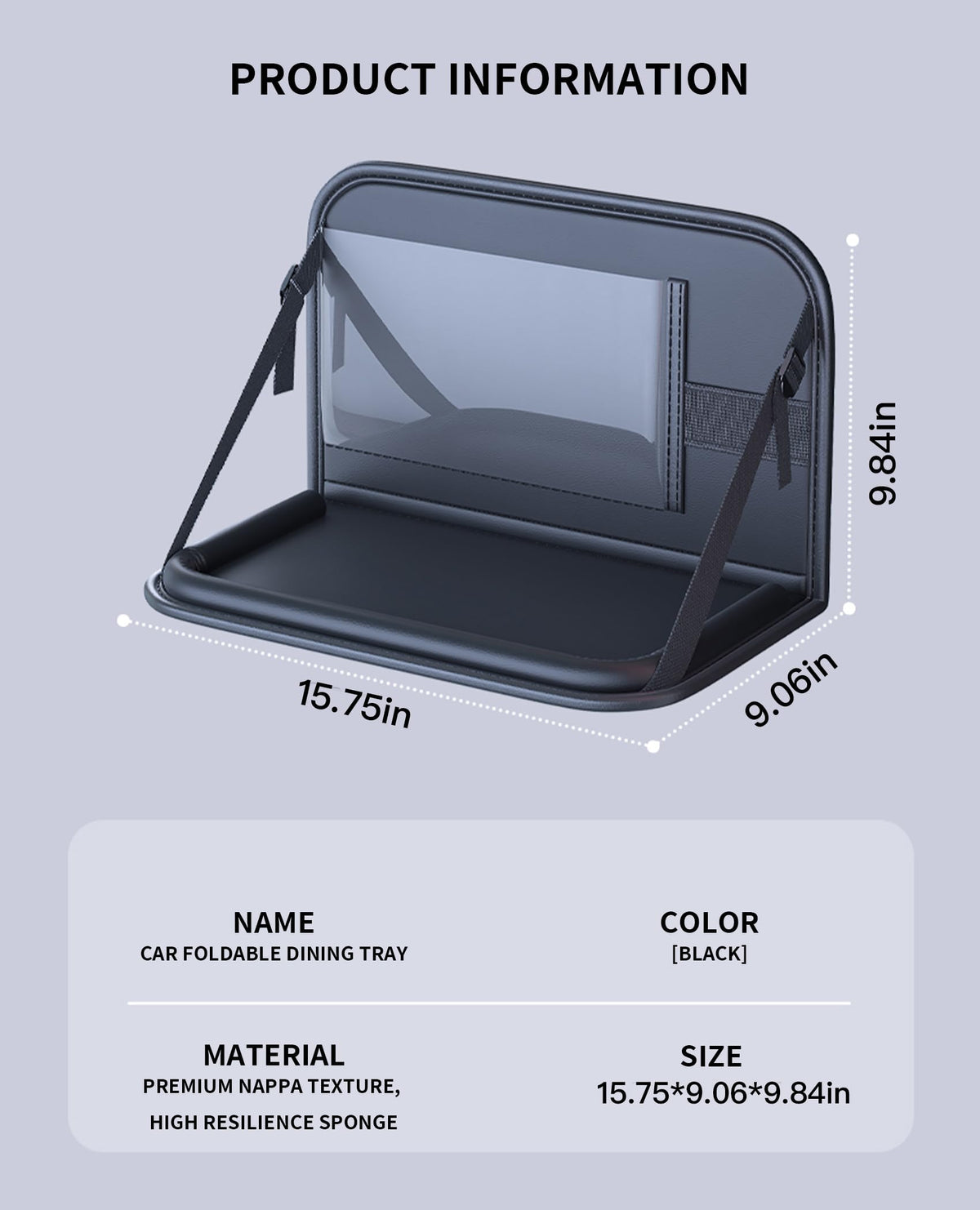 Backseat Car Organizer with Foldable Tray & Tablet Holder (black)