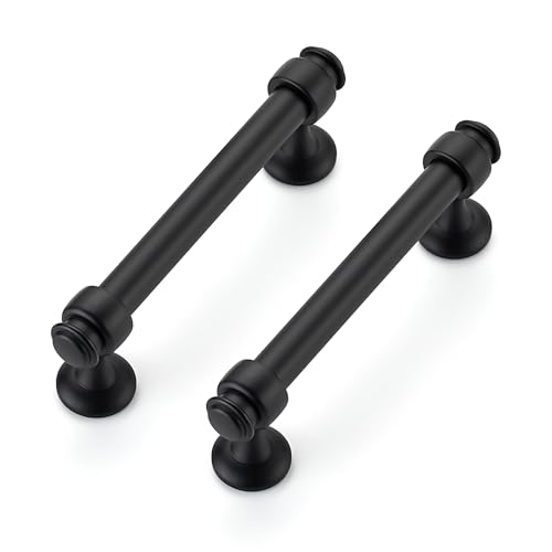 12 Pack Black Cabinet Handles (Black / 3-3/4 Inch Hole Centers)