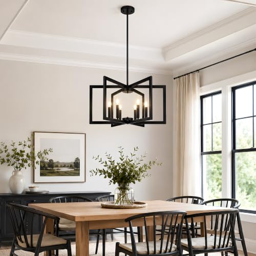 24 Light Large Black Chandelier for Dining Room Light Fixture Over Table
