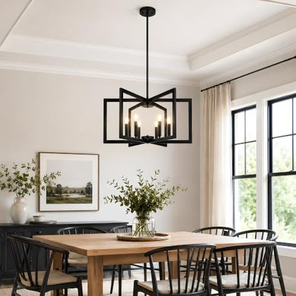 24 Light Large Black Chandelier for Dining Room Light Fixture Over Table
