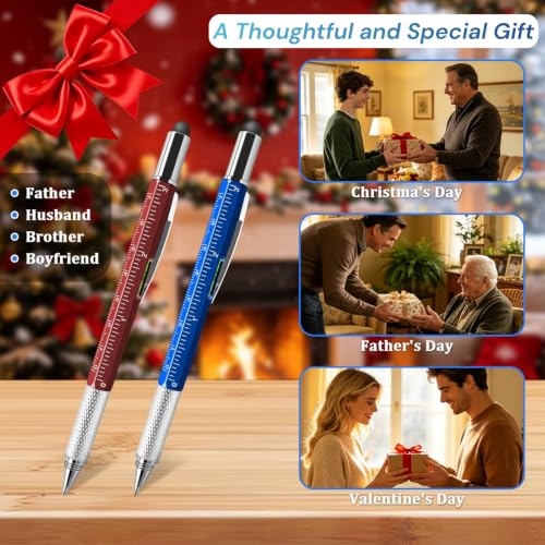 Multi Tool Pens for Father's Day 6 in 1 Bulk with Ruler