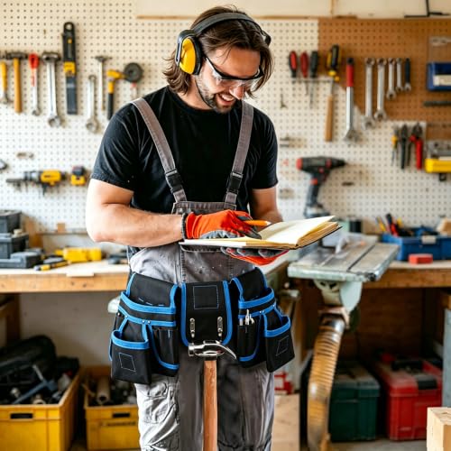 Tool Belt 26 Pockets Tool Pouch with 1 Hammer Loop & 3 Magnetic Zones