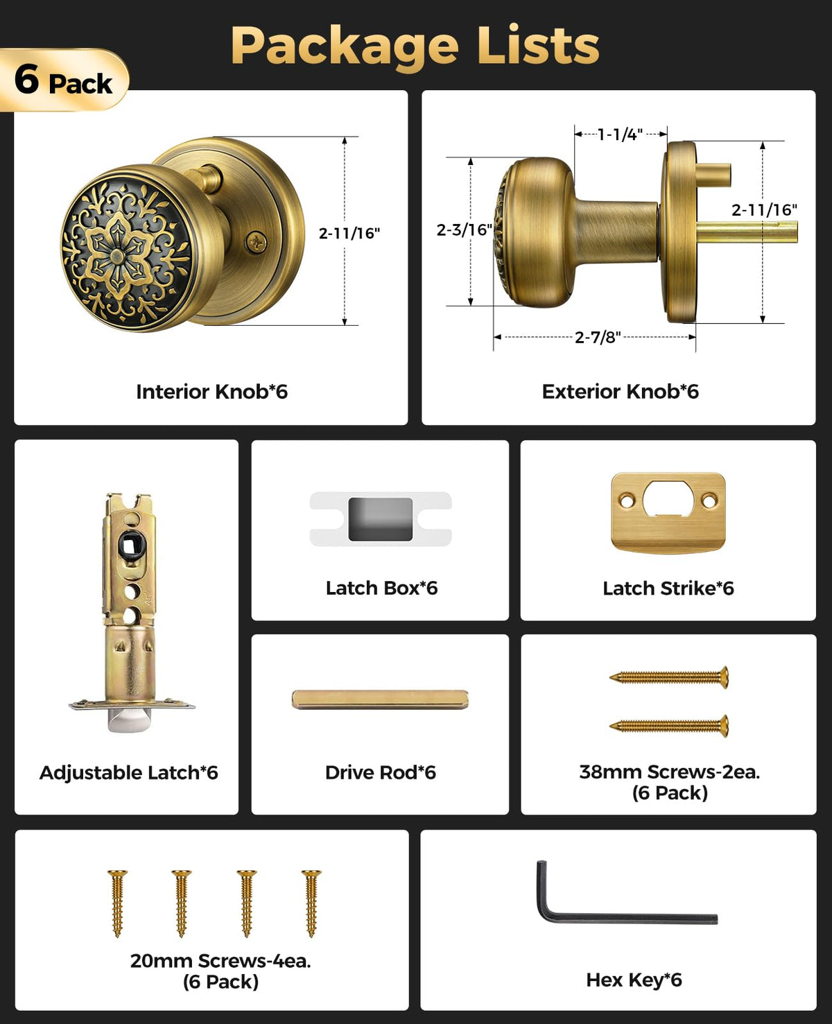 Brass Door Knobs (Brass)