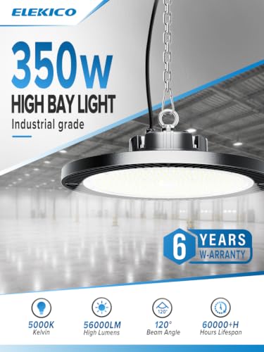 Industrial Grade 350W UFO LED High Bay Light SUPER BRIGHT 56000LM 5000K (NEW-350W-6PACK)