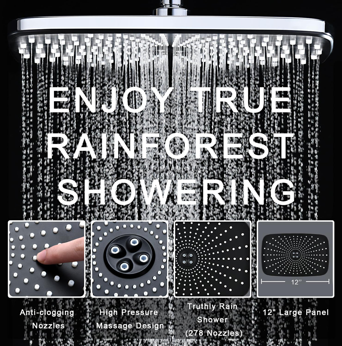 Rain Shower Head with Handheld Showerhead (Chrome)