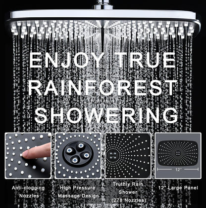 Rain Shower Head with Handheld Showerhead (Chrome)