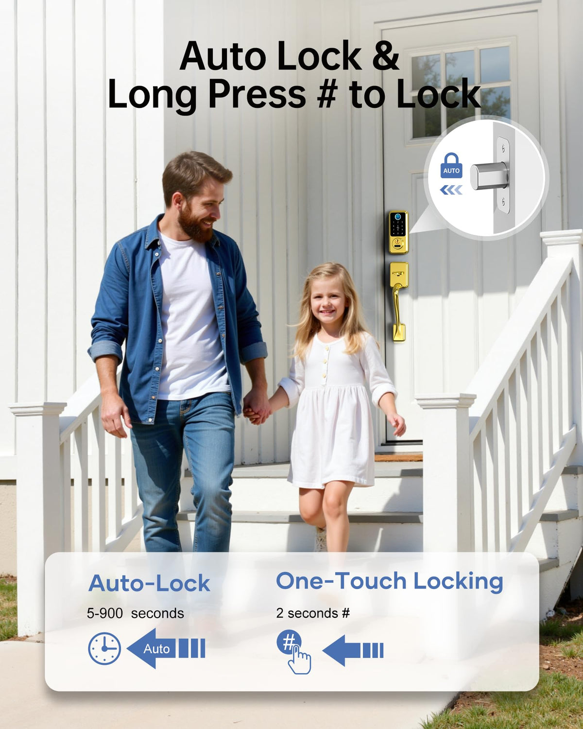 Smart Lock for Front Door (Brushed Gold)