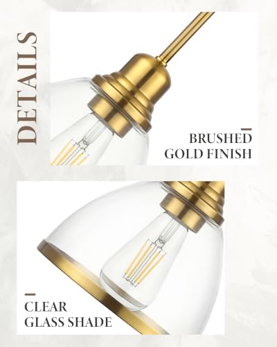 1 Light Brushed Gold Glass Pendant Light (Brushed Gold)