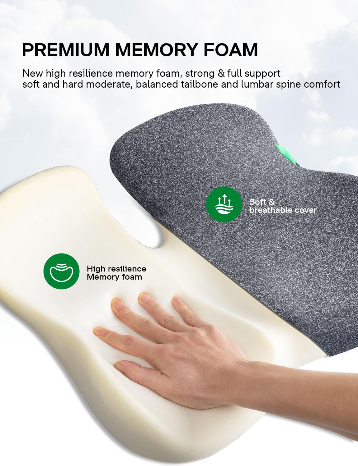 Seat Cushion for Office Chair (Grey)