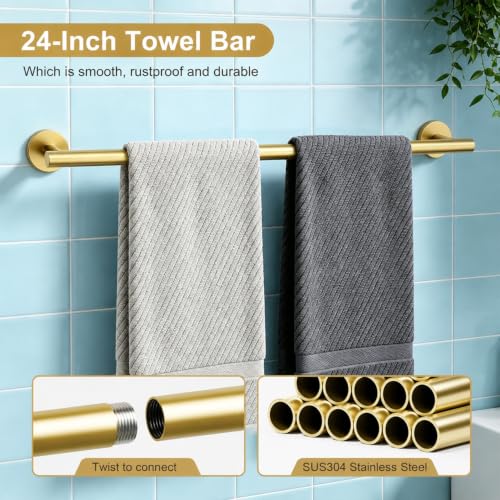 Brushed Gold Bathroom Accessories Set