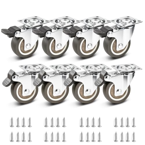 2" Silent Rubber 360 Degree Swivel Plate Casters with Brakes (2" (with brake))