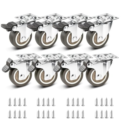 2" Silent Rubber 360 Degree Swivel Plate Casters with Brakes (2" (with brake))