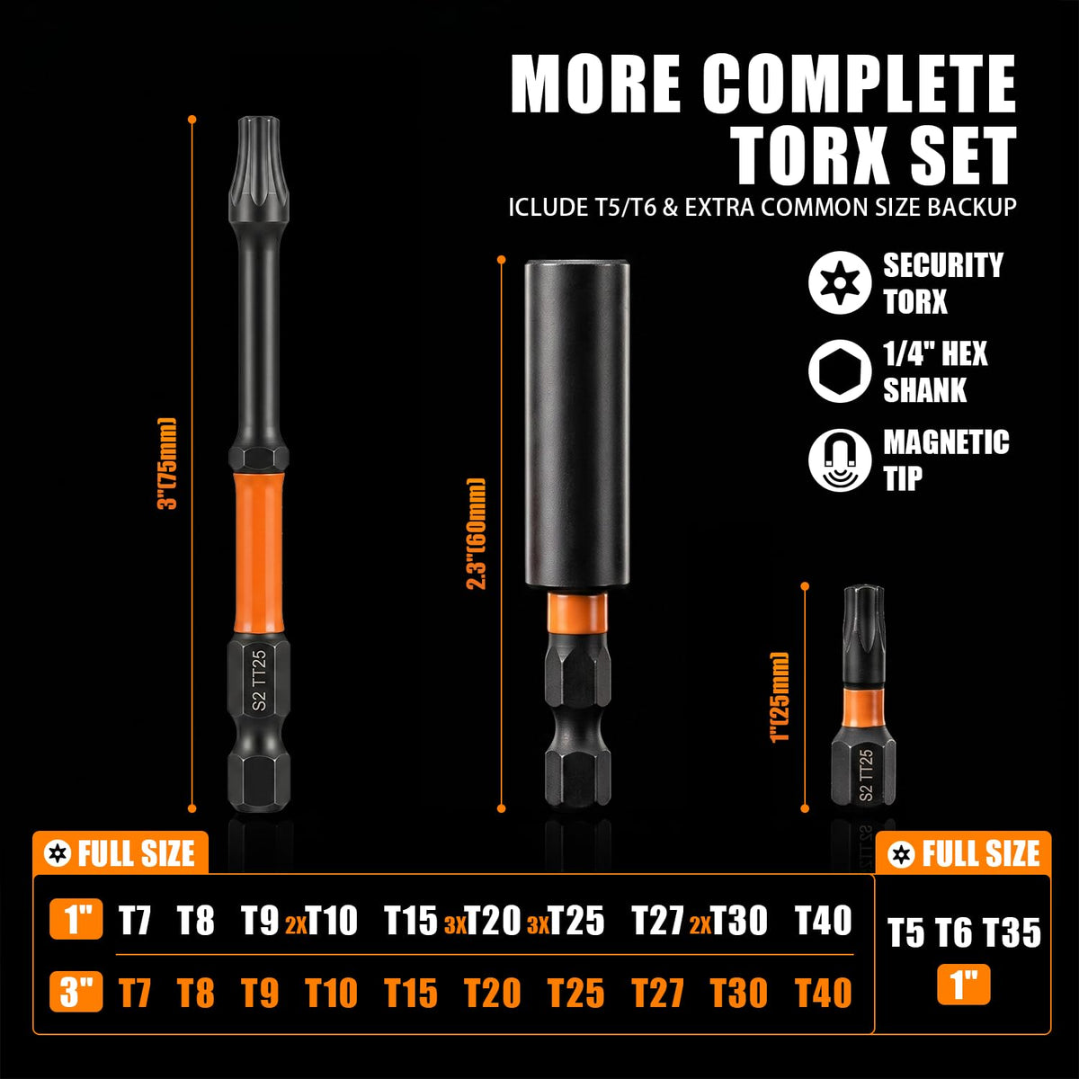 Impact Torx Bit Set 1”&3” 30PCS (1"&3" 30PCS)