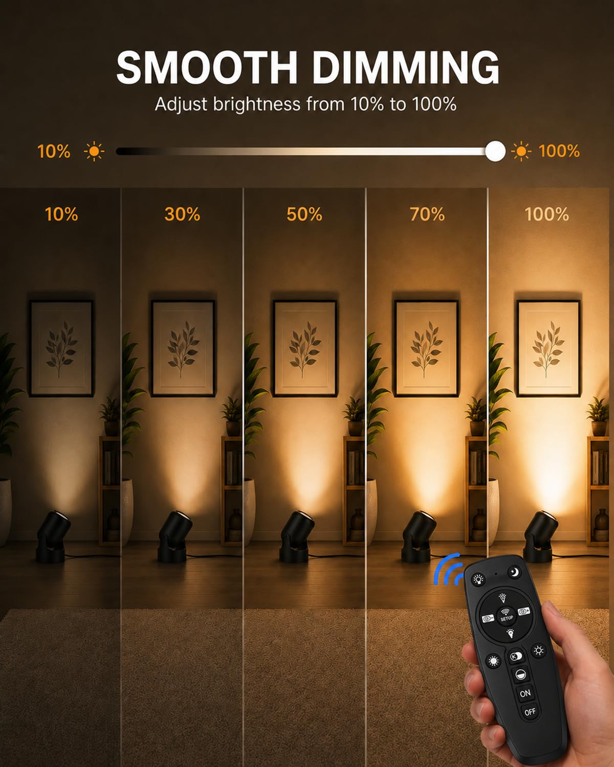 Indoor Uplights with Remote (4 Pack)