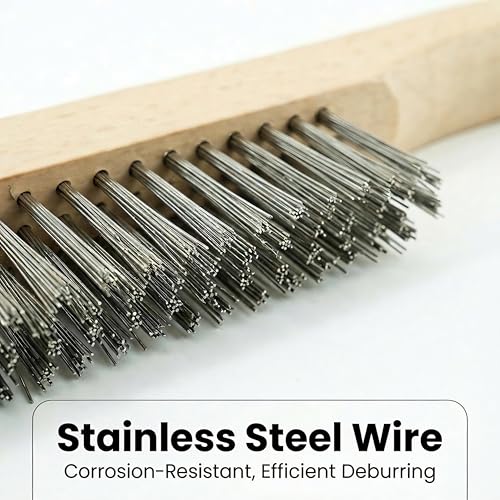 Wire Brush Heavy Duty Stainless Steel Wire Brushes with 10" Long Beech Handle