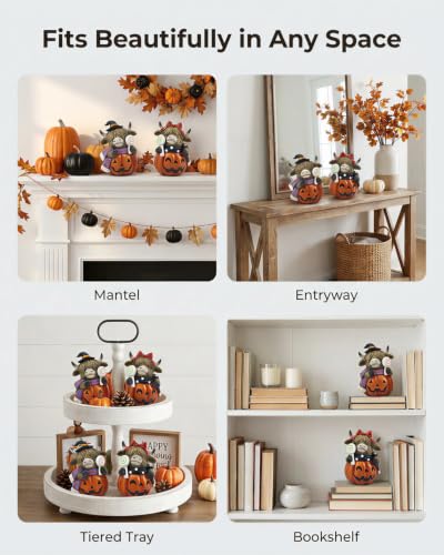 Halloween Decoration Indoor Resin Figurines (Highland Cow Jack-o’-lantern)
