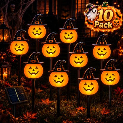 10 Pack Halloween Decorations Outdoor Pumpkin Moon Garden