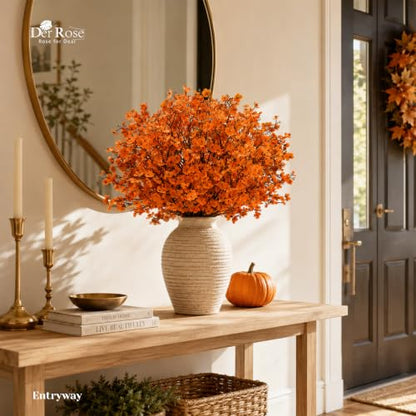 24 Orange Fall Babys Breath Artificial Flowers for Home Vase Decor (Fall Mixed Color)