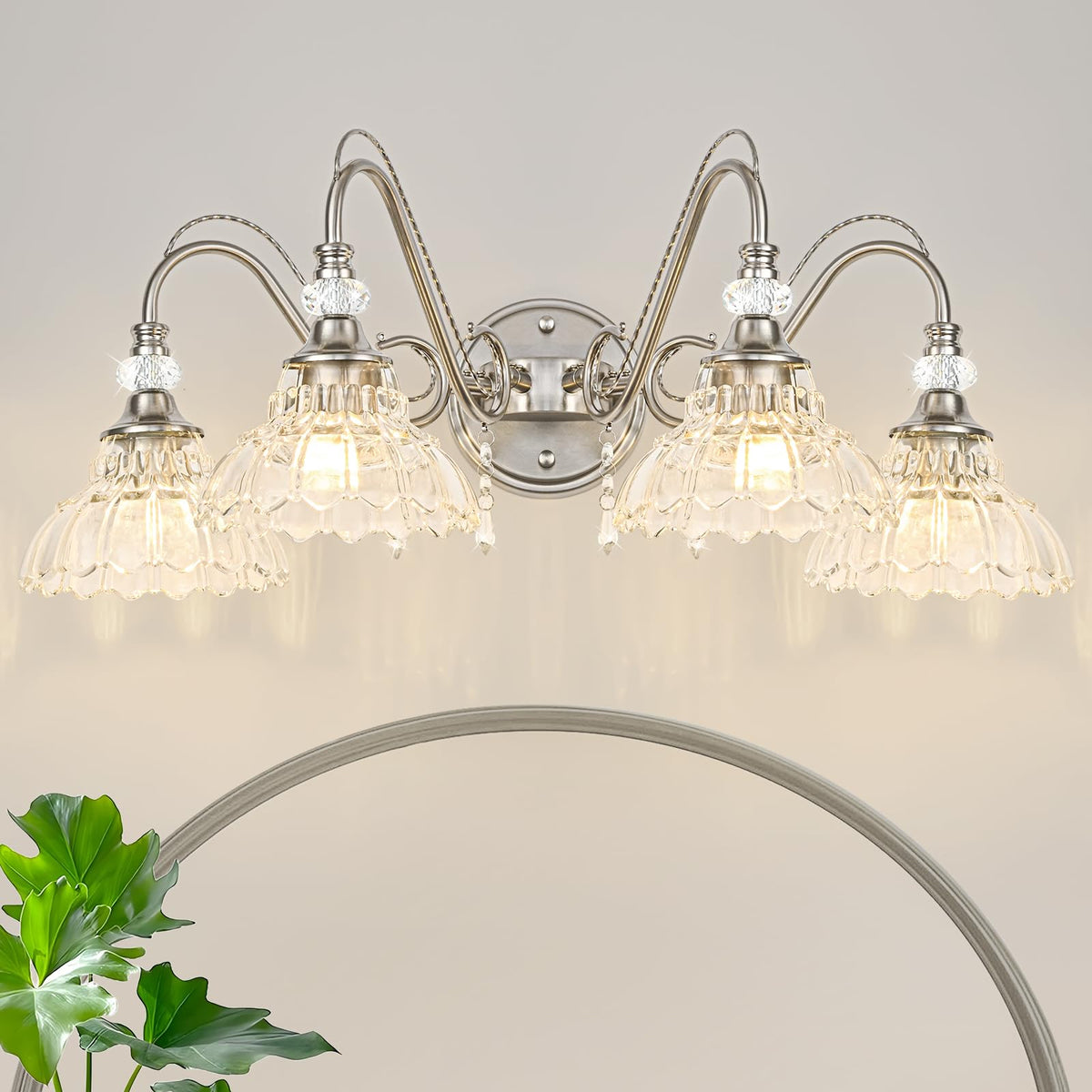 Brushed Nickel Bathroom Vanity Light (Nickel / 4-Light)