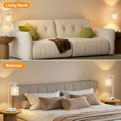 Industrial Table Lamps with Linen Shade