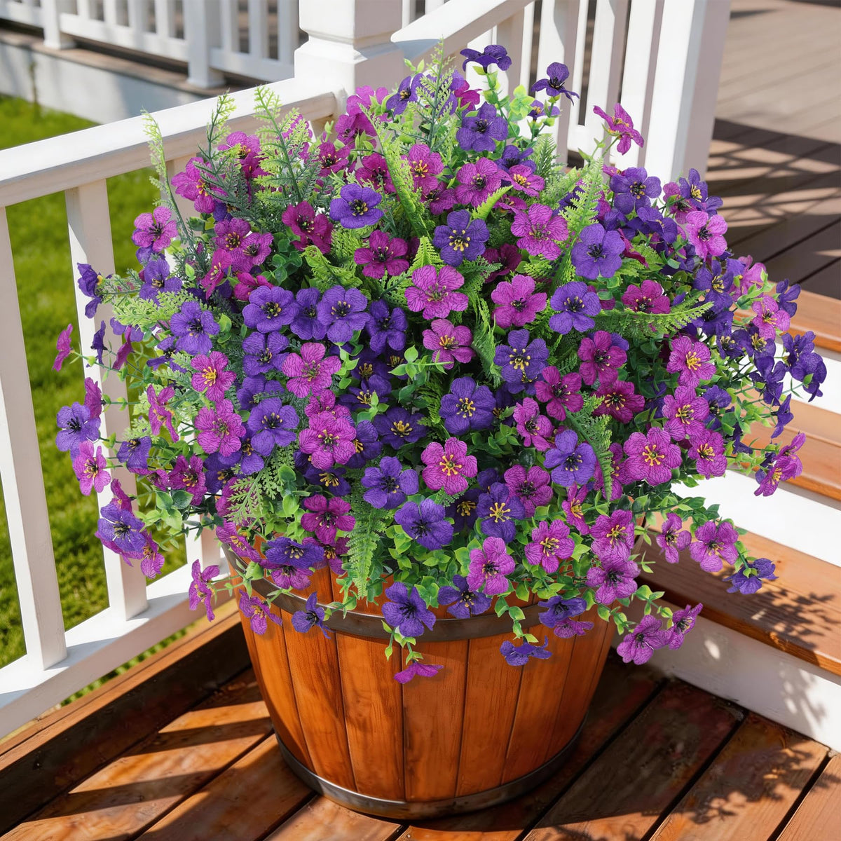 Artificial Flowers for Outdoor Faux Plants Fake Flowers Spring Decor (Light Purple Deep Purple / 12 PCS)