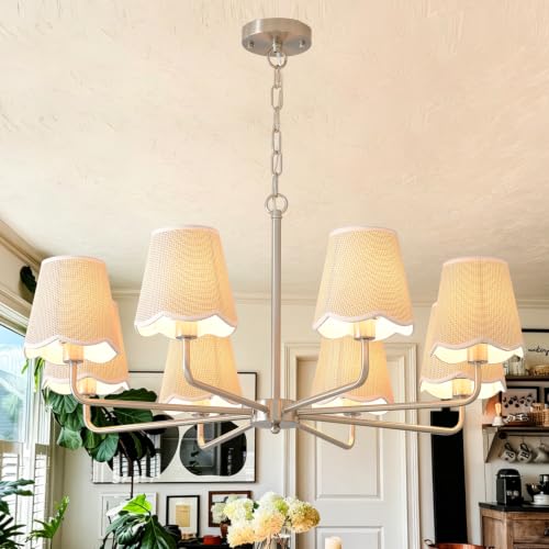 6 Light Gold Chandelier with Fabric Shades