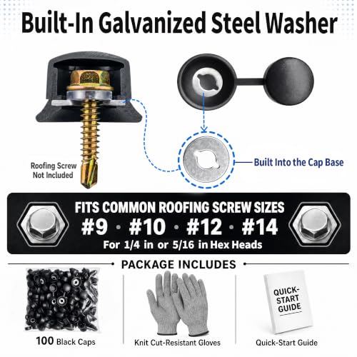 Metal Roof Screw Caps (black grey)