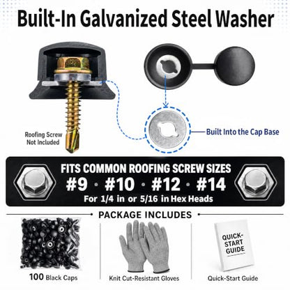Metal Roof Screw Caps (black grey)