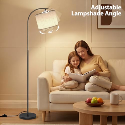 Floor Lamp with Linen Shade (Beige)