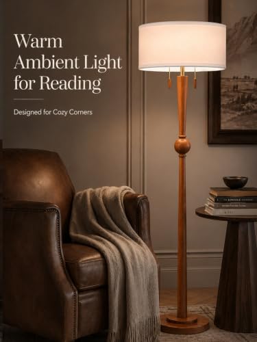 62.8" Solid Oak Wood Floor Lamp