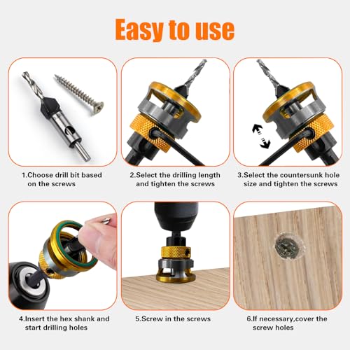 Countersink Drill Bit Set with Depth Stop