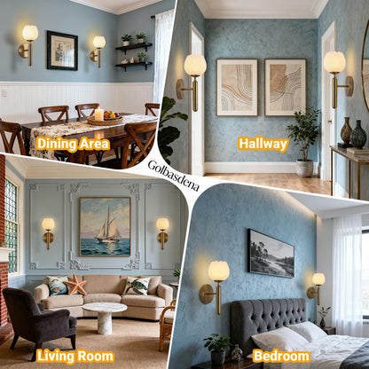 12.6in Alabaster Wall Sconces (Gold-12.6in-1 Pack)