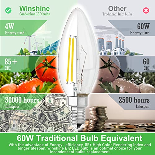 E12 LED Light Bulb Candelabra 60W Equivalent 4000K Natural White (10 Count (Pack of 1))