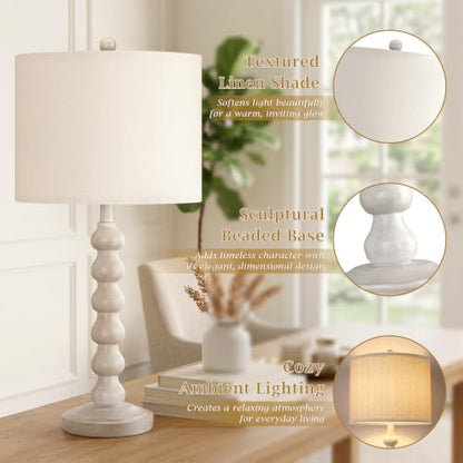 27" Farmhouse Modern Off White Table Lamp for Living Room Bedroom (White 1 Pack)