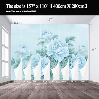 Blue Flower Cluster Realistic Style Landscape Mural Flower self (SDY-04 / 157" x 110")