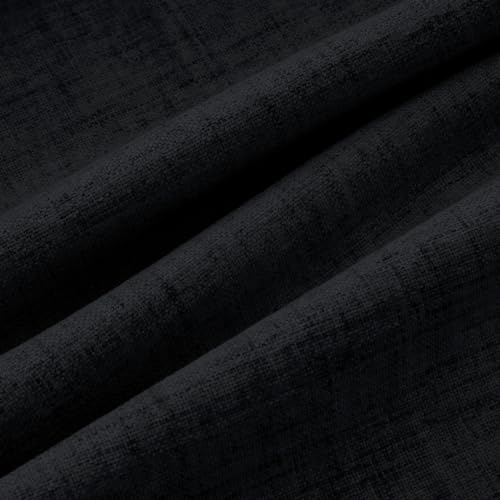 100% Blackout Linen Curtains 2 Panels Set for Bedroom Solid Luxury Decor Thermal Insulation Room Darkening Back Tab Rod Pocket Drapes for Living Room Nursery