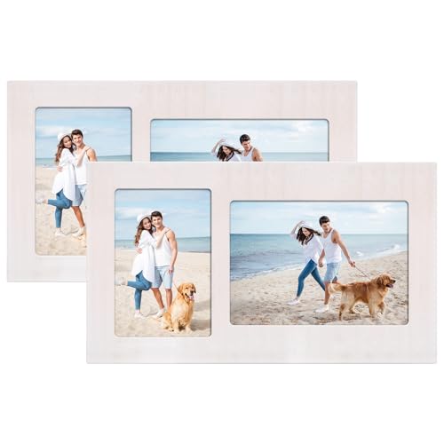 4x6 and 5x7 Collage Picture Frame Set of 2 (Rustic White / 7.5x13in (2Pack))