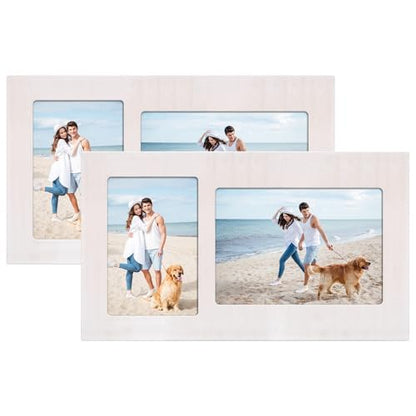 4x6 and 5x7 Collage Picture Frame Set of 2 (Rustic White / 7.5x13in (2Pack))