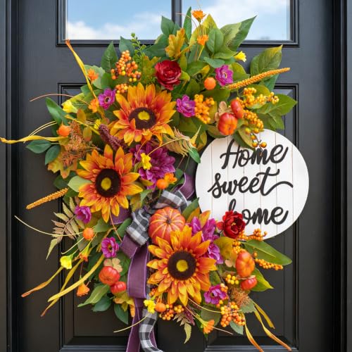 Fall Wreaths for Front Door 24 Inch Artificial Autumn Wreath Rustic Decor