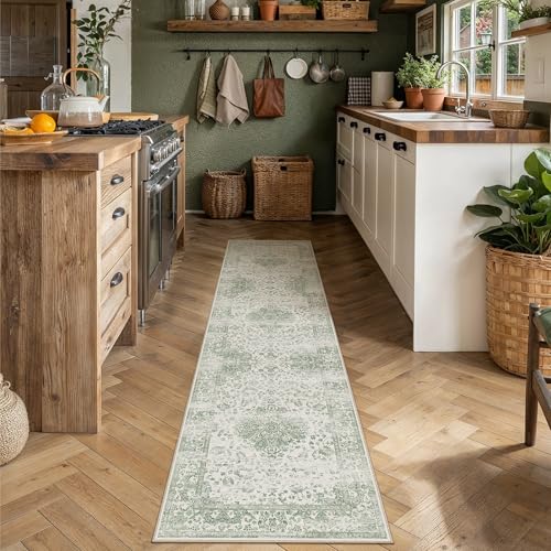 Green 2x8 Runner Rugs Washable for Hallway (Y|green / 2' x 8' (Runner))