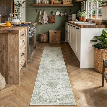 Green 2x8 Runner Rugs Washable for Hallway (Y|green / 2' x 8' (Runner))