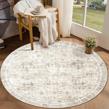 Round Rug 4ft (Beige / 4' (Round))