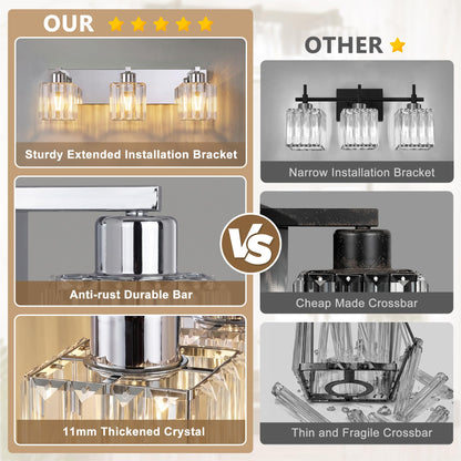 Modern Bathroom Vanity Light (Chrome & Square / 3-Light)