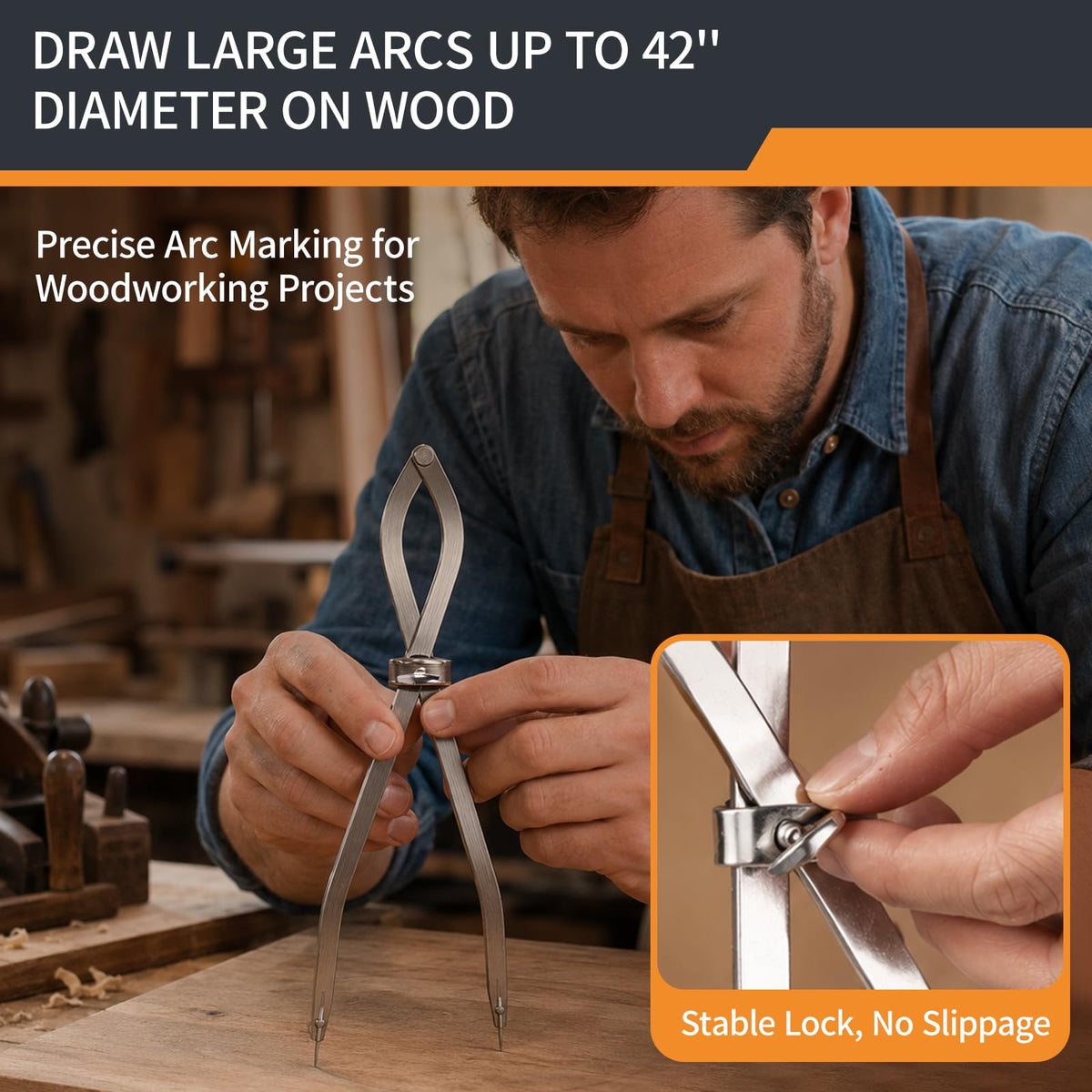 16 inch Radius Divider Tool Scribing Compass for Wood Leather Metal Marking (16inch-1PCS)