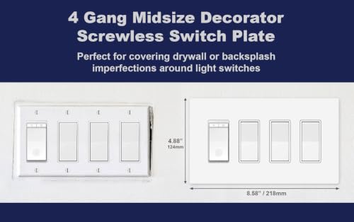 4 Gang Midsize Screwless Switch Plate (4 Gang)