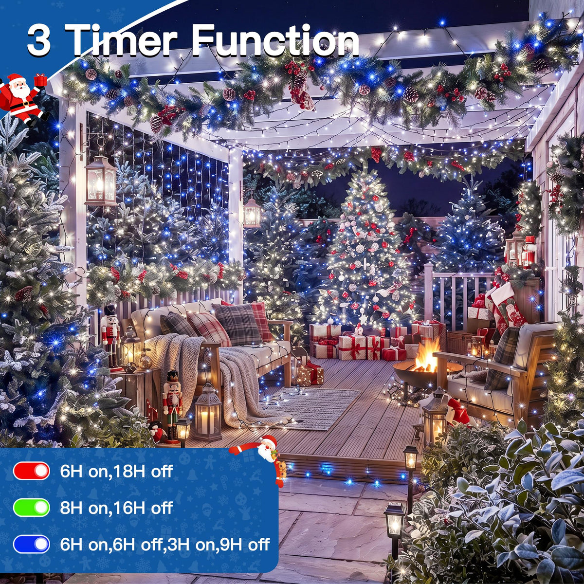 500 LED Christmas Lights Outdoor (Blue and White / 500 LED)