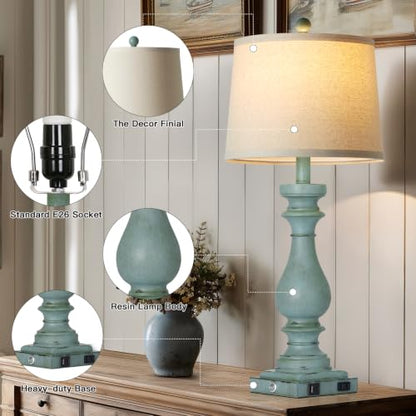 29" Tall Farmhouse Table Lamp for Living Room Side Table